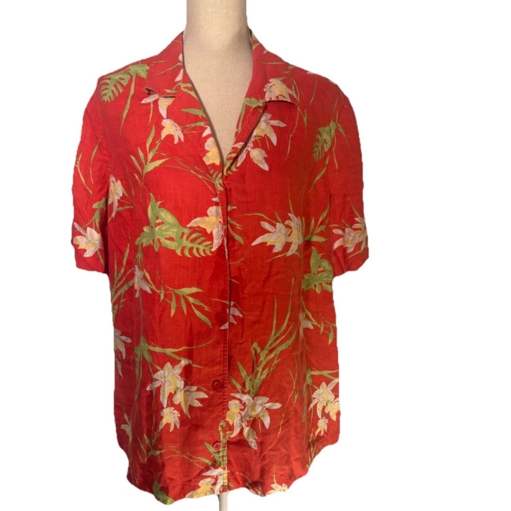 Women's plus size 20 floral Hawaiian shirt 100% linen blouse by JM collections